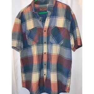 Clearwater Outfitters Mens XL Plaid Short Sleeve Button Down Shirt Cotton Blue